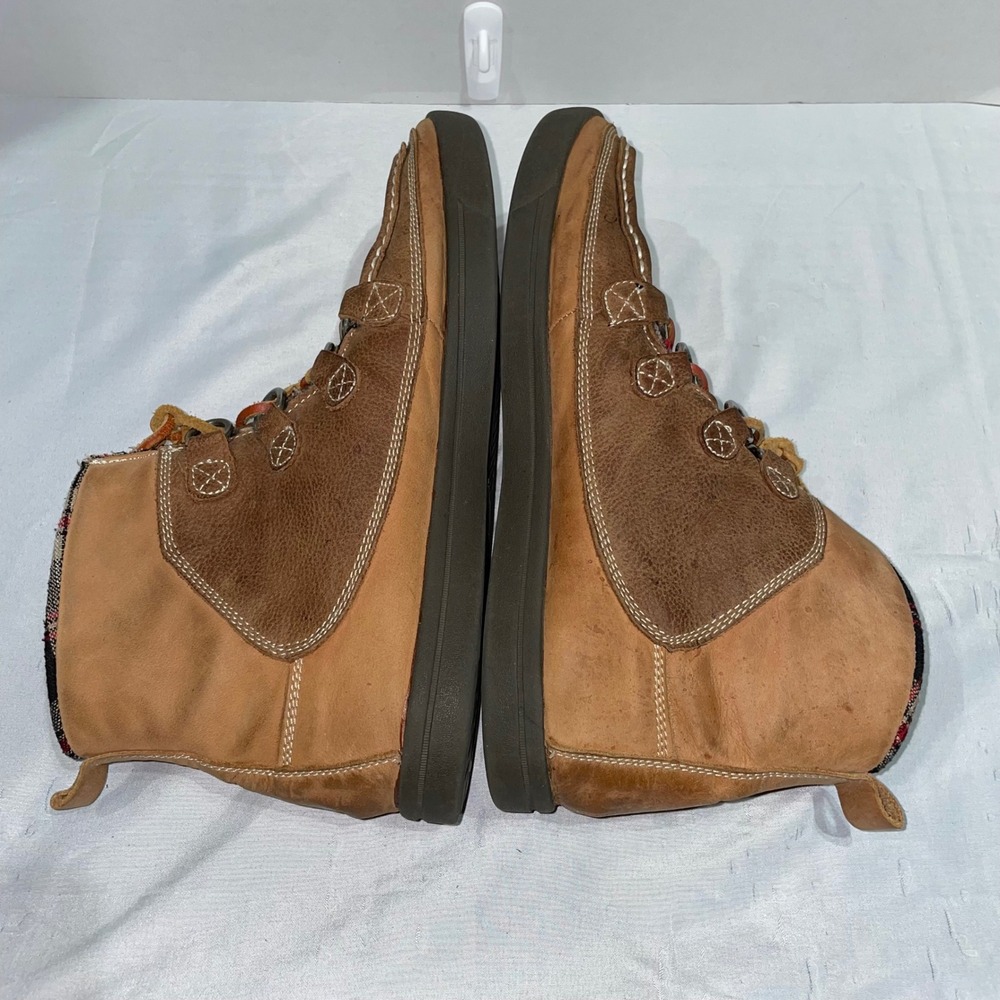 True Religion Mens Leather Moc Toe Boots Brown Plaid Lined‎ TR220104-F03 Size 11 - Picture 6 of 9